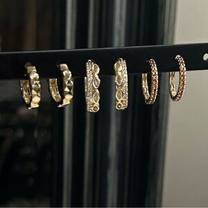 Pretty Bird Jewelry Set of 3 Gold Hoop Earrings - cute huggies!